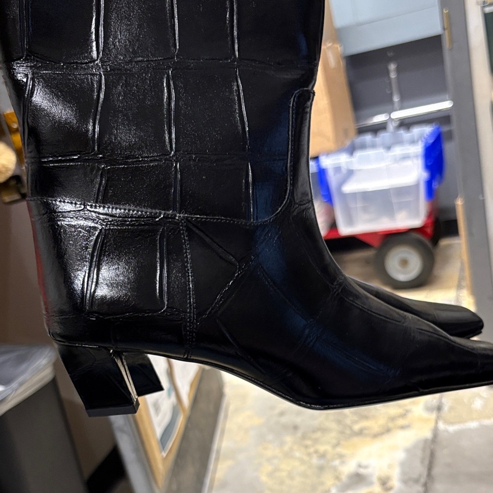 BNWT H&M Croc Black Knee-High Boots - Picture 12 of 12